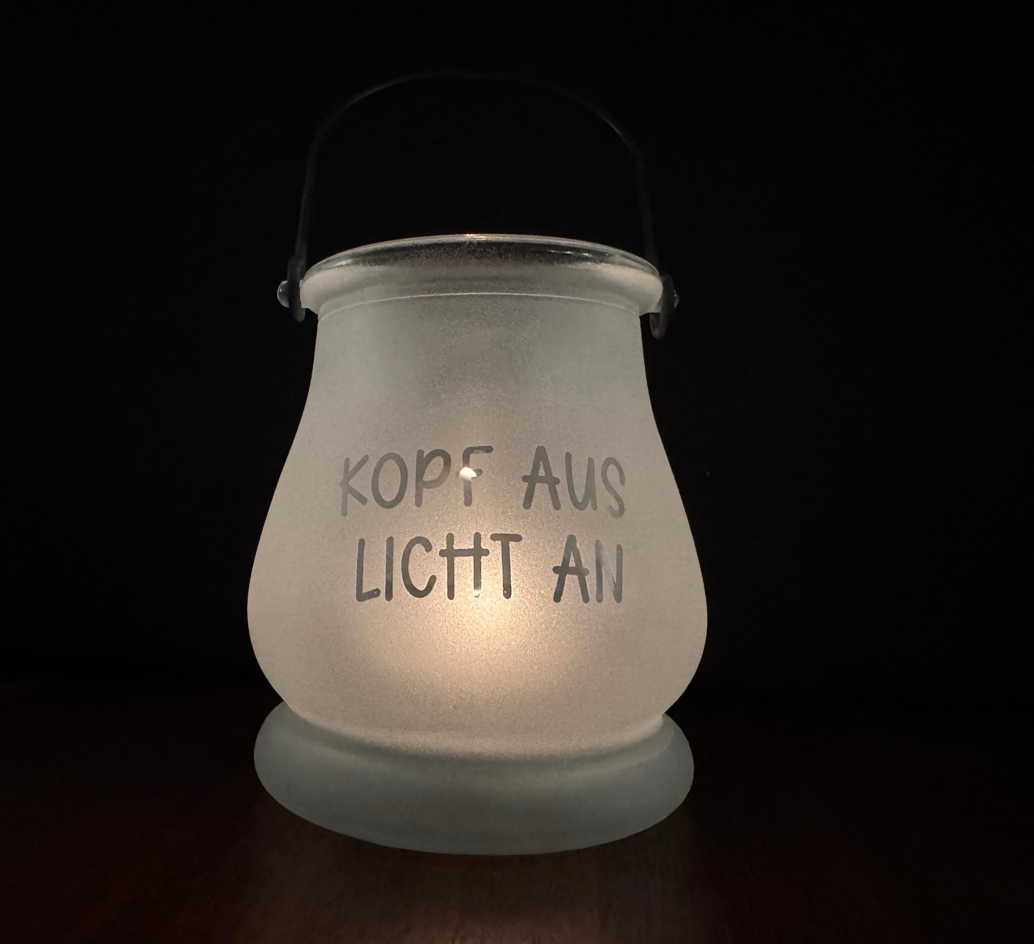 Windlicht Kopf aus - Licht an